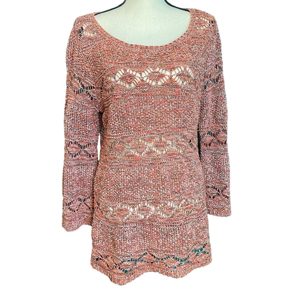 Soft Surroundings Orange Knit Tunic Sweater Women's Small